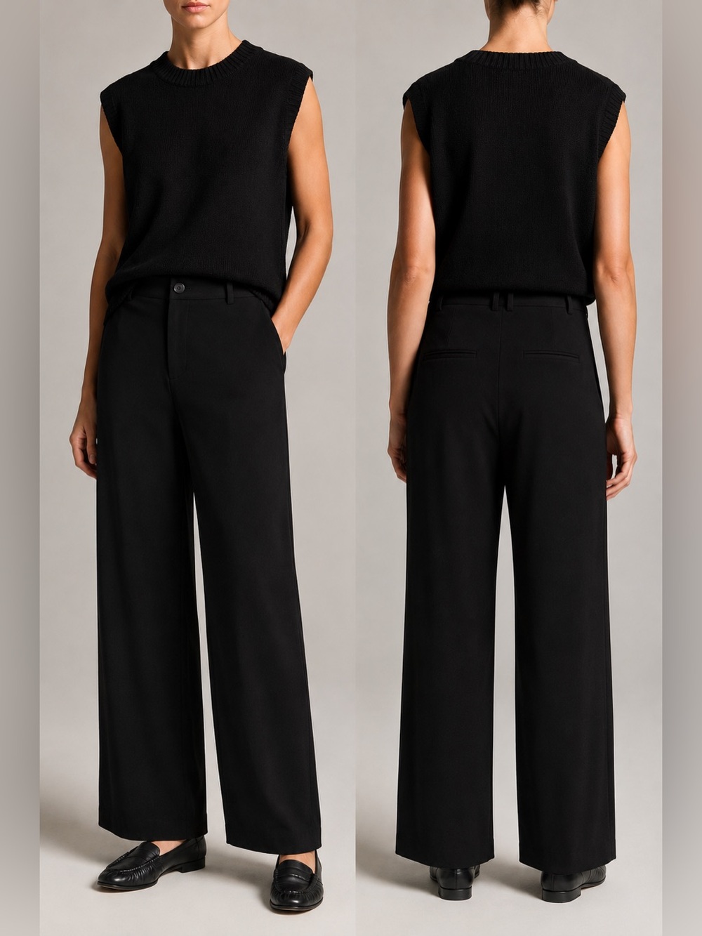 Vince 100% Silk Wide Leg Trousers Black Size 2